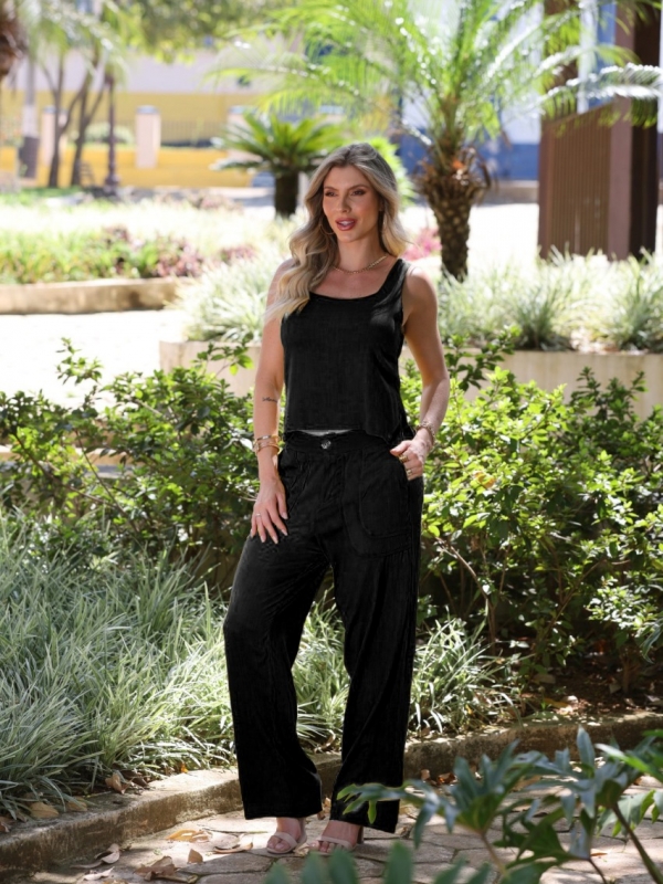 CONJUNTO CALÇA E BLUSA - Preto