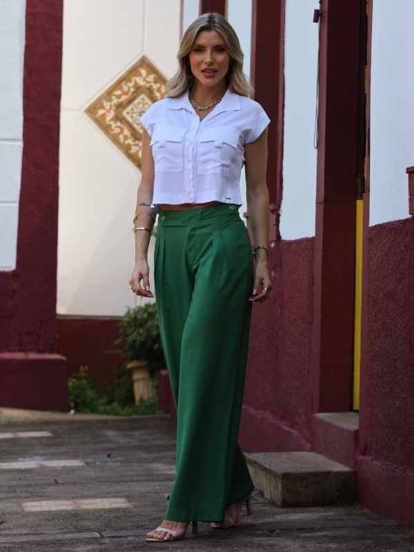 BLUSA DE GOLA COM BOTÕES - Branco