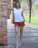 SHORT DE ELÁSTICO COS LARGO COM BOTÕES - Coral