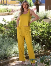 CONJUNTO CALÇA E BLUSA - Mostarda