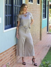 CALÇA ELASTICO E FIVELA NO COS - Cinza