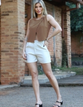 BLUSA TRANSPASSADA COM BOTÕES - Nude