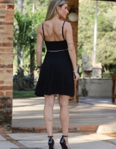 VESTIDO DE ALÇA COM CINTINHO - Preto