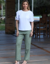 BLUSA MANGA COM PREGAS E BOTÕES - Branco