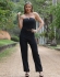 CALÇA CINTO COM FIVELA E NERVURA NAS PERNAS - Preto
