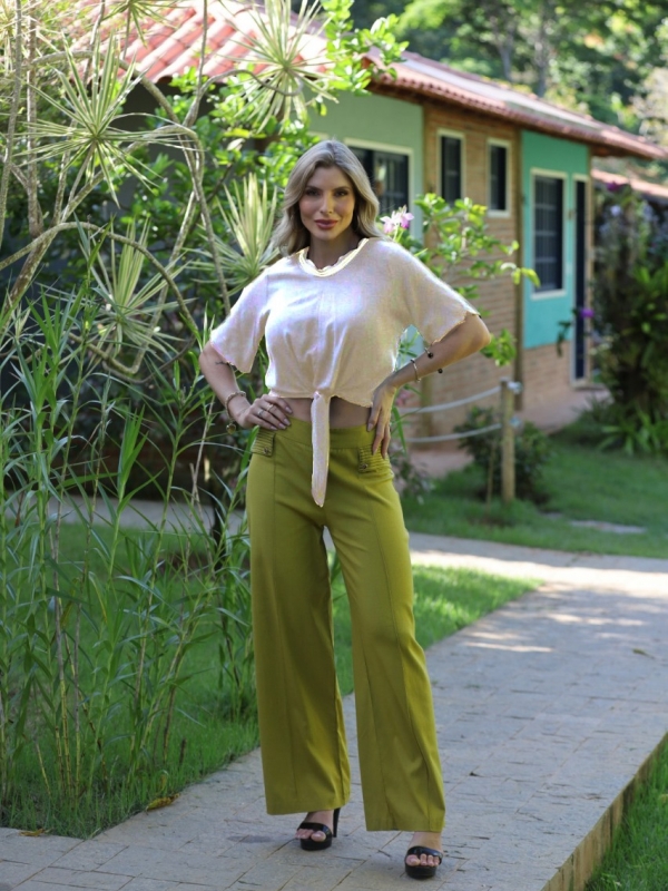 BLUSA GOLA RIBANA FAIXA PARA AMARRAR - Off White