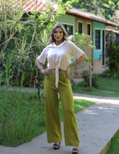 BLUSA GOLA RIBANA FAIXA PARA AMARRAR - Off White