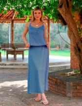 CONJUNTO BLUSA E SAIA COM DETALHE DE CORRENTINHA - Azul