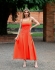 VESTIDO DETALHE DE PREGAS NA FRENTE - Coral
