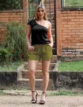 SHORT DE ELÁSTICO COM CADARÇO PARA AMARRAR - Verde