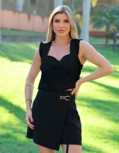 BLUSA COM BABADINHOS COM RENDINHAS - Preto