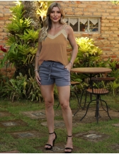 BLUSA DE ALÇA PEITO DE OUTRA COR - Mostarda