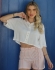 CONJUNTO SHORT LISTRADO E BLUSA LISA - Off White