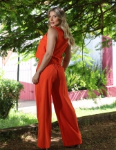 CONJUNTO CALÇA TRADICIONAL WID LEG E BLUSA - Coral