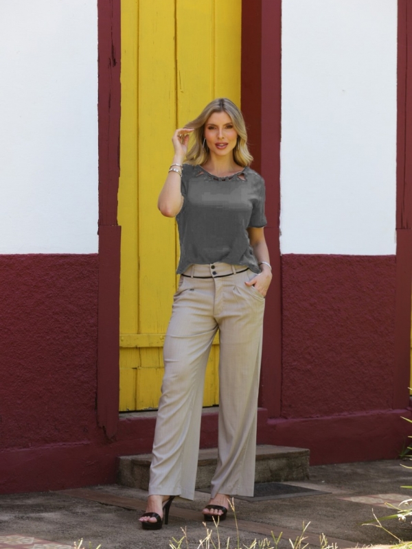 BLUSA DE MANGA - Chumbo