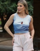 BLUSA TRANSPASSADA - Azul