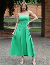 VESTIDO DETALHE DE PREGAS NA FRENTE - Verde