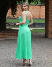 VESTIDO DETALHE DE PREGAS NA FRENTE - Verde