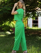 BLUSA DECOTE EM V VIES REPUXADO NAS MANGAS - Verde