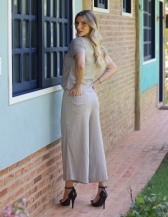 BLUSA DE MANGA COM DETALHE TRANÇA NO PEITO - Cinza