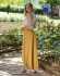 CONJUNTO DE CALÇA ELASTICO E BLUSA TRANSPASSADA BICOLOR - Mostarda